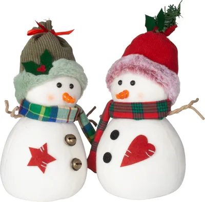 Produktbild von Schneemann 24cm stehend, Pärchen, 2er Set Dekofigur Weihnachten