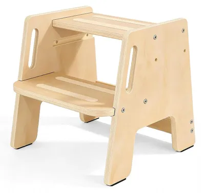 Kinderopstapkruk 2-stufig, Massivholz, bis 150 kg, 38x32x31 cm