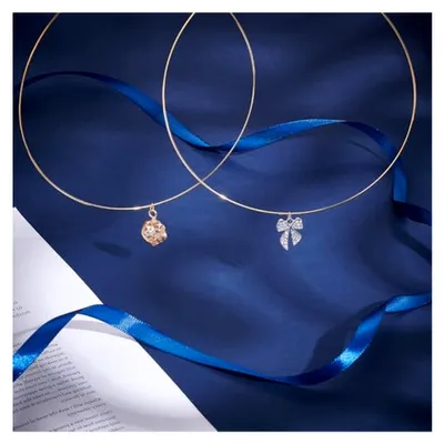 Produktbild von 2 Stück Drahtwickel Halsband für Damen Edelstahl Choker Halsketten