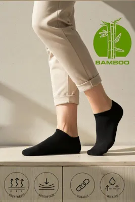 Produktbild von Bambus Sneakersocken Uni nahtlos Größe 39-42 Schwarz