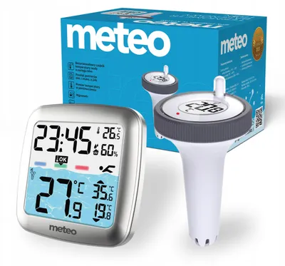 Produktbild von Meteo Tb2S Pool-Thermometer – Kabelloser Wassersensor Mit Lcd-Display Und Wetteranzeige