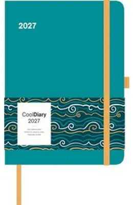 Produktbild von Kalender 2027 Wochenübersicht 16x22 cm Türkis 4-sprachig mit Elastikband und Stifthalter