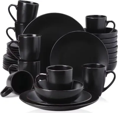 Produktbild von Eminent Tafelservice – 32-teilig – Keramik – Essteller & Frühstücksteller – 8 Personen – Schwarz
