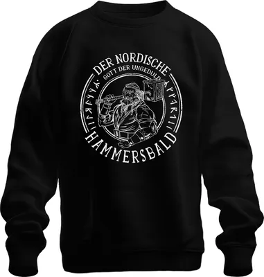 Immagine prodotto di Nordic God of Impatience Viking Hammer Mythology Humour Felpa Unisex Pullover, Nero, M
