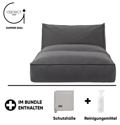 Immagine prodotto di Divano prendisole da esterno Blomus STAY, completo di copertina protettiva e detergente, colore antracite, dimensioni 120 x 190 cm