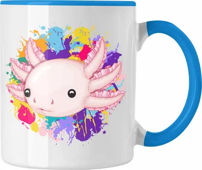 Produktbild von Trendation - Axolotl Tasse Geschenk Schwanzlurch Gamer Geschenkidee für Schwanz-Lurch Liebhaber (Blau)