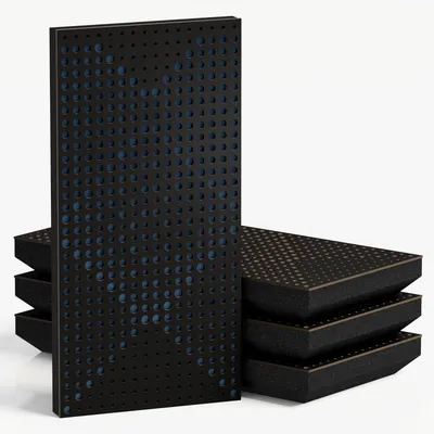 Zdjęcie produktu dla Zestaw 10 wąskich paneli akustycznych WILDS-F, obicie z weluru, wymiary 50x25 cm, kolor: czarny/niebieski