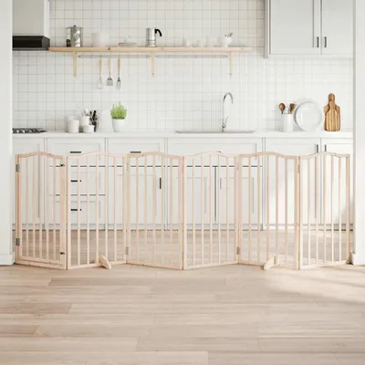 Produktbild von Faltbares Hundegitter mit Tür aus Pappelholz, 6 Paneele, 300 cm