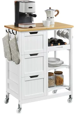 Produktbild von Küchentrolley Servierwagen Kücheninsel - 3 Schubladen - 67 x 37 x 84,5 cm - Rollwagen