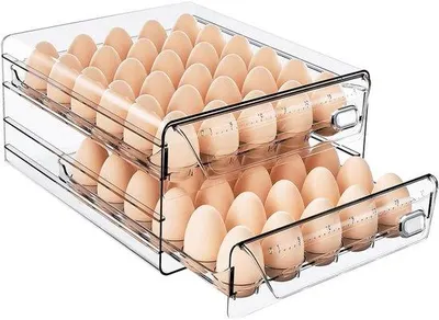 Image de Contenant à œufs pour réfrigérateur - 2 niveaux - transparent - sans BPA - empilable
