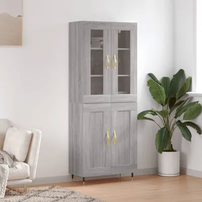 Productafbeelding van vidaXL Hoge kast, grijs Sonoma, 69,5 x 34 x 180 cm, houtvezel