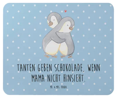 Produktbild von Mr. & Mrs. Panda Mauspad Tante Schokolade - Blau Pastell - Geschenk, Spaß, pc mousepad, Verwandtschaft, Nichte, einzigartige Designs, Mouse Pad, mausteppich, Neffe
