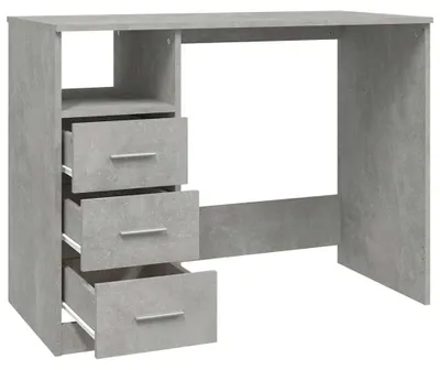 Produktbild von vidaXL Schreibtisch mit Schubladen Betongrau 102x50x76cm Holzwerkstoff