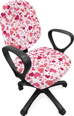 Produktbild von ABAKUHAUS Liebe Bürostuhl Schonbezug, Pinkish Curls Soft-Herzen, dekorative Schutzhülle aus Stretchgewebe, Mehrfarbig