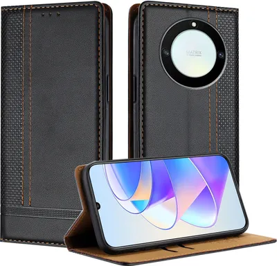 Produktbild von Handyhülle für Honor X9A/Magic5 Lite Leder Flip Klappbare Schutzhülle mit Standfunktion Schwarz