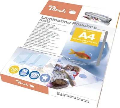 Obrázek produktu pro Peach S-PP525-22, barva výrobku: průhledná, povrchová úprava: matná, formát: A4. Šířka: 216 mm, výška: 303 mm. Množství v balení: 100 kusů