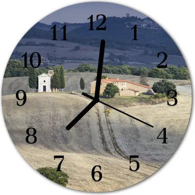 Produktbild von Glasuhr Wanduhr Küchenuhr Echt-Glas 30fi cm Landschaft grün