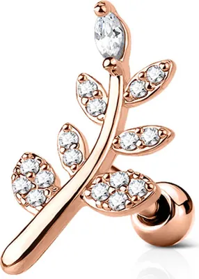 Produktbild von viva-adorno 1,2mm Helix Piercing Zweig Blätter Kristalle Stecker Cartilage Ohrpiercing Knorpelpiercing 316L Chirurgenstahl Z515.D7rosegold