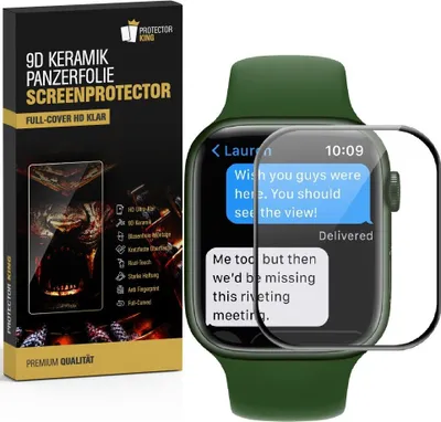 Produktbild von 3x 9D Keramik für Apple Watch 7/ 8 41mm FULL-CURVED Panzerfolie Displayschutz Panzerschutz Schutzfolie Displayfolie Folie ANTI-SHOK ANTI-BRUCH-ANTI-STOß