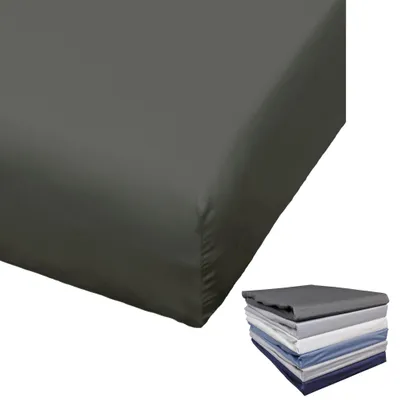 Produktbild von Bierbaum Spannbettlaken Mako Satin 100x200 / 150x200 / 180x200 cm Spannbetttuch viele Farben, Farbe:Anthrazit, Größe:100x200cm Spannbettlaken