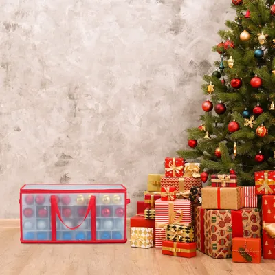 Imagen del producto de Bolsa de almacenamiento para 128 adornos navideños, con separadores ajustables