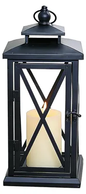 Metall-Laterne 28,5 cm, schwarz, wetterfest, stehend & hängend