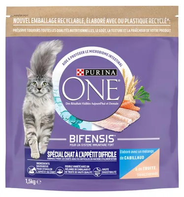 Productafbeelding van PURINA ONE - Speciaal voer voor kabeljauw/forel, met een aantrekkelijke smaak, voor katten, 1,5 kg