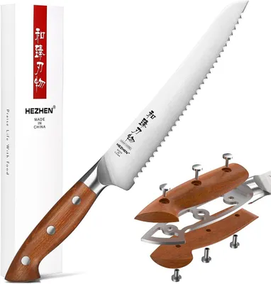 Produktbild von Brotmesser 21.5 cm, Edelstahl, Wellenschliff, Rottholzgriff, für Küche