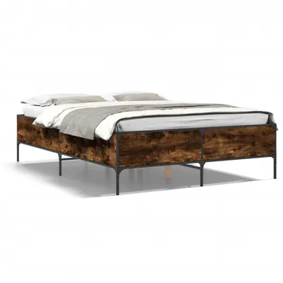 Produktbild von vidaXL Bettgestell Räuchereiche 140x200 cm Holzwerkstoff und Metall