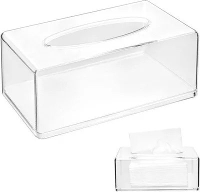 Productafbeelding van Famanu Tissuebox Transparant - Elegant design voor slaapkamer, badkamer en woonkamer