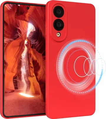 Produktbild von EAZY CASE - Silikonhülle magnetisch für Samsung Galaxy S25 Edge, Hülle Silikon, weich stoßfeste Magnet Handyhülle, Schutzhülle mit Kameraschutz, TPU Bumper in Rot