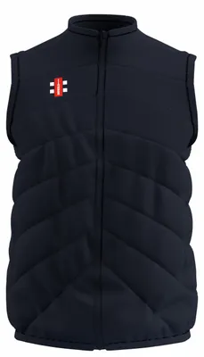 Imagen del producto de Chaleco térmico Gray-Nicolls para niños - Modelo GTS, talla mediana, color azul oscuro, material: textil