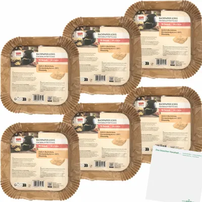 Produktbild von Quickpack Backpapier Eckig für Heissluftfritteuse 6er Pack (6x Packung mit 15Stk, 24x24cm) + usy Block