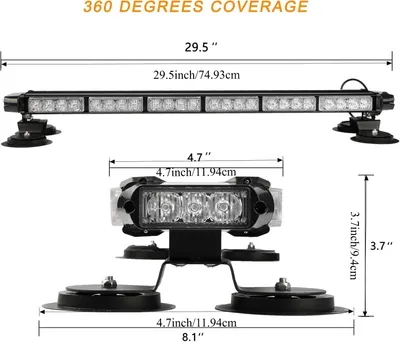 Zdjęcie produktu dla Świetlna listwa ostrzegawcza LED - KHPL017 - 54 diody LED - 74,93 cm - Miga z obu stron - Wysoka intensywność światła - Podstawa magnetyczna - 24 V