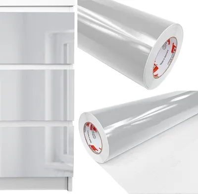 Produktbild von Möbelfolie selbstklebend 100x250 cm - Hellgrau Hochglanz - Einfarbig Klebefolie für Möbel - Klebefolie Möbel für einfache Anwendung, ideal für die Renovierung von Küche oder Bad - Möbelfolie