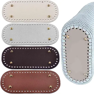 Produktbild von 4 Stück Taschenboden Taschenboden zum Häkeln Taschenboden Kunstleder Tasche Bodenformer Kunstleder Boden Tasche Häkeln Mit Löchern für Strickbeutel Schultertasche (22x10cm)