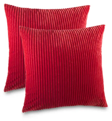 Produktbild von Kuscheli® 2er Set Kissenbezug im Doppelpack Cashmer Touch Fleece Kissenhülle, Sofakissen Kopfkissenbezug Kissenbezüge Couchkissen, Farbe:ROT, Größe:2x 80x80 cm