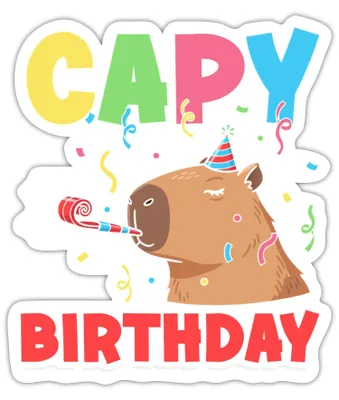 Produktbild von Spreadshirt Capy Birthday | Capybara Geburtstag Humor Sticker Aufkleber, 10 x 10 cm, Mattweiß
