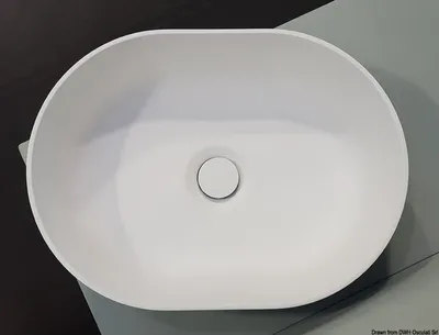 Obrázek produktu pro Umyvadlo s polokruhovým dnem Ocritech, bílé, 350 × 260 mm – Osculati 50.184.01
