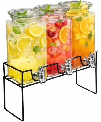 Produktbild von Secret de Gourmet Getrankespender/Limonadenzapfhahn - 3x - Glas - 1,5 Liter - im Halter