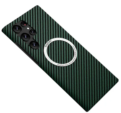 Obrázek produktu pro Pro Samsung Galaxy S25 Ultra 5G MagSafe Design Ultra Thin Carbon Texture Cover Green