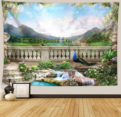 Produktbild von Urlaub Wandteppich Wohnkultur Landschaft Wandteppich Wohnzimmer Schlafzimmer Dekoration Wandteppich Zimmer Vorhang Strandtuch (180cm x 230cm, Farbe 21)