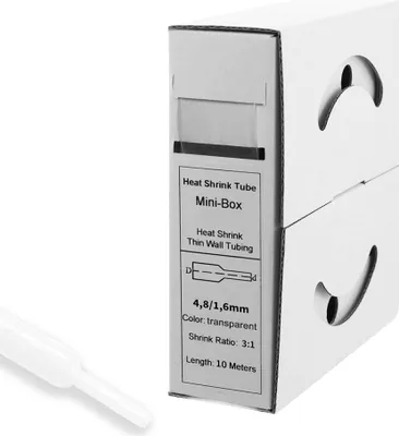 Immagine prodotto di 10 m di tubo termorestringente con adesivo 4,8 mm>1,5 mm trasparente Rapporto 3:1