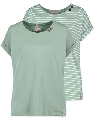 Produktbild von Sublevel Design T-Shirts 2er-Pack Knopfdetails Umschlagärmel Größe: M