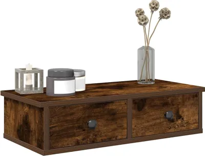 Productafbeelding van Maison Exclusive - Wandplank met lades, gerookt eikenhout, 60x28x15 cm, houtvezel