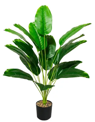 Produktbild von Künstliche Areca-Palme, große, tropische Kunstpflanzen, realistische, künstliche Topfpflanzen für drinnen und draußen, Zuhause, Büro, Garten, moderne Dekoration (80 cm grüne Paradiesvogelpalme)