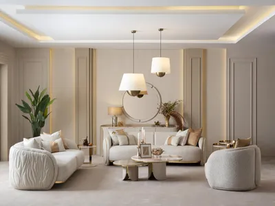 Productafbeelding van Beige woonkamer set: 3-zits sofa, fauteuil, salontafel, bijzettafels