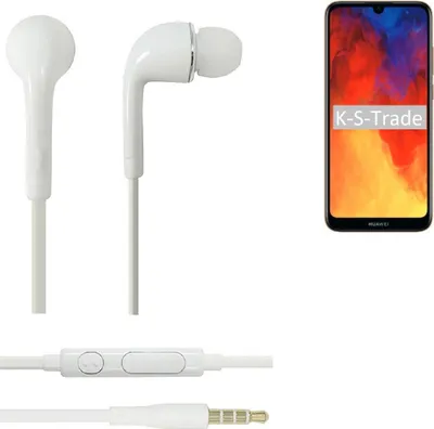 Produktbild von K-S-Trade Kopfhörer Headset kompatibel mit Huawei Y6 (2019) mit Mikrofon u Lautstärkeregler weiß 3,5mm Klinke Kabel Headphones Ohrstöpsel