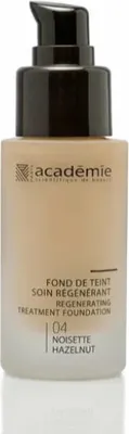 A product shot of a foundation bottle with a pump dispenser.