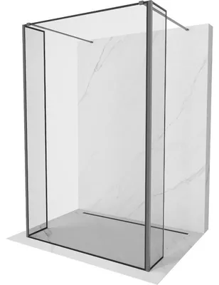 Obrázek produktu pro Mexen Kioto volně stojící sprchová zástěna 160 x 30 x 30 cm, černý rám, gun metal - 800-160-030-222-95-70-030
